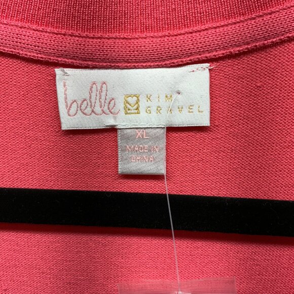 Long Cardigan with Pockets Belle by Kim Gravel Feather Knit $64 QVC -CORAL - Picture 3 of 13